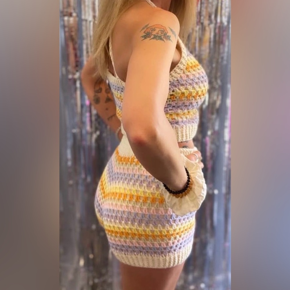 Colorful Crochet Two-Piece Set
